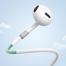 Joyroom JR-EW01 į ausis įdedamos laidinės mini lizdo ausinės su nuotolinio valdymo pulteliu – baltos spalvos