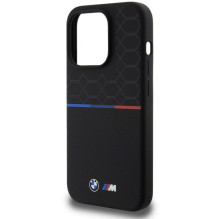 BMW M Silicone Pattern MagSafe dėklas iPhone 15 Pro - juodas