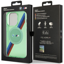 BMW M Tricolor Stripes MagSafe case for iPhone 15 Pro - green