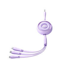 „Joyroom Colorful Series S-A40“ kabelis, įtraukiamas 3in1 USB-A – USB-C / Lightning / Micro USB 1m – violetinė „Joyroom Colorful Series S-A40“ kabelis, įtraukiamas 3in1 USB-A – USB-C / Lightning / Micro USB 1m – violetinė