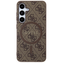 Guess 4G Collection odinis metalinis logotipas MagSafe dėklas, skirtas Samsung Galaxy S24 - rudas