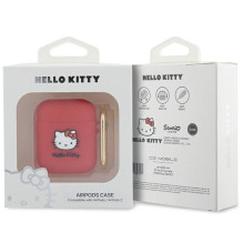 Hello Kitty Silicone 3D Kitty Head dėklas, skirtas AirPods 1/2 – fuksijos spalvos
