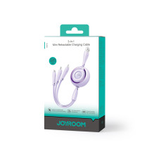Joyroom Colorful Series S-A40 Cable Retractable 3in1 USB-A - USB-C / Lightning / Micro USB 1m - Purple Joyroom Colorful Series S-A40 Cable Retractable 3in1 USB-A - USB-C / Lightning / Micro USB 1m - Purple