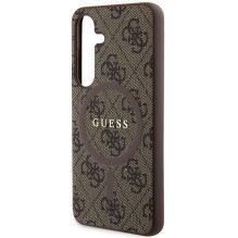 Guess 4G Collection odinis metalinis logotipas MagSafe dėklas, skirtas Samsung Galaxy S24 - rudas