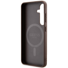 Guess 4G Collection odinis metalinis logotipas MagSafe dėklas, skirtas Samsung Galaxy S24 - rudas