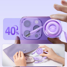 Joyroom Colorful Series S-A40 Cable Retractable 3in1 USB-A - USB-C / Lightning / Micro USB 1m - Purple Joyroom Colorful Series S-A40 Cable Retractable 3in1 USB-A - USB-C / Lightning / Micro USB 1m - Purple