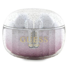 Guess Glitter Gradient TWS Bluetooth ausinės + prijungimo stotelė - rožinė