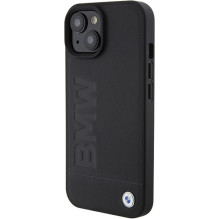 BMW Leather Hot Stamp case for iPhone 15 Plus - black BMW Leather Hot Stamp case for iPhone 15 Plus - black