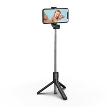 Selfie stick WHS1Y telescopic tripod 1m with phone holder - black
