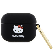 Hello Kitty Silicone 3D Kitty Head dėklas, skirtas AirPods Pro - juodas