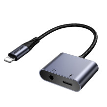 Joyroom SY-L01 Lightning to Lightning / 3,5 mm mini lizdas DAC adapteris 2in1 - juodas Joyroom SY-L01 Lightning to Lightning / 3,5 mm mini lizdas DAC adapteris 2in1 - juodas