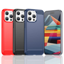 Lankstus anglies rašto dėklas iPhone 15 Pro Carbon Case - mėlynas
