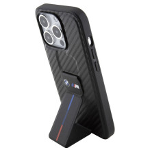 BMW Grip Stand Smooth &amp; Carbon case for iPhone 15 Pro - black