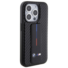 BMW Grip Stand Smooth &amp; Carbon case for iPhone 15 Pro - black