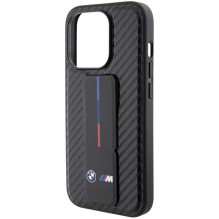 BMW Grip Stand Smooth &amp; Carbon case for iPhone 15 Pro - black