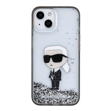 Karl Lagerfeld KLHCP15SLKKNSK iPhone 15 6.1' skaidrus kietas dėklas Liquid Glitter Ikonik