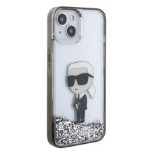 Karl Lagerfeld KLHCP15SLKKNSK iPhone 15 6.1' skaidrus kietas dėklas Liquid Glitter Ikonik