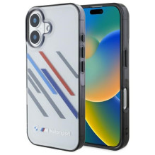 BMW Motosport IML Random Stripes iPhone 16 dėklas – pilkas