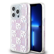 Etui DKNY Liquid Glitter Multilogo na iPhone 15 Pro - różowe Etui DKNY Liquid Glitter Multilogo na iPhone 15 Pro - różowe