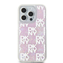 Etui DKNY Liquid Glitter Multilogo na iPhone 15 Pro - różowe Etui DKNY Liquid Glitter Multilogo na iPhone 15 Pro - różowe