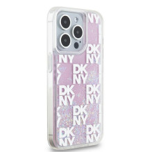 Etui DKNY Liquid Glitter Multilogo ant iPhone 15 Pro – rožinis
