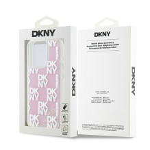 Etui DKNY Liquid Glitter Multilogo ant iPhone 15 Pro – rožinis