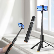 Tech-Protect L08S Bluetooth selfie stick with remote control, tripod up to 141cm - black