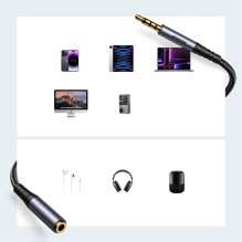 Joyroom stereo garso kabelis AUX 3,5 mm mini lizdas (vyriškas) - mini lizdas (moteriškas) 1,2 m juodas (SY-A09)