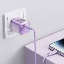 Acefast A53 PD 30W GaN USB-C įkroviklis su ekranu - violetinė