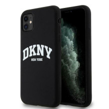 DKNY skysto silikono baltas spausdintas logotipas MagSafe dėklas, skirtas iPhone 11 / Xr - juodas DKNY skysto silikono baltas spausdintas logotipas MagSafe dėklas, skirtas iPhone 11 / Xr - juodas