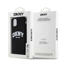 DKNY Liquid Silicone White Printed Logo MagSafe Case for iPhone 11 / Xr - Black