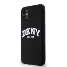 DKNY Liquid Silicone White Printed Logo MagSafe Case for iPhone 11 / Xr - Black