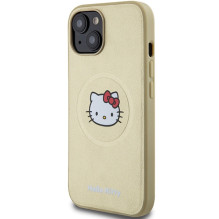Hello Kitty Leather Kitty Head MagSafe dėklas iPhone 15 - auksinis