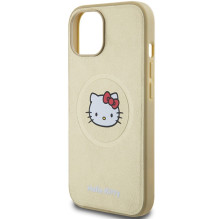 Hello Kitty Leather Kitty Head MagSafe dėklas iPhone 15 - auksinis