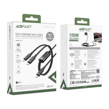 Acefast C5 USB-C - USB-C / USB-C 2in1 100W 480Mb / s cable - black