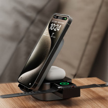 Dudao A11Pro+ 15W 3in1 indukcinis įkroviklis telefonui / išmaniesiems laikrodžiams / ausinėms - juodas