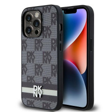 DKNY odinis languotas monofoninis raštas ir spausdintos juostelės iPhone 14 Pro dėklas – juodas