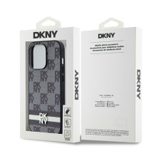 DKNY odinis languotas monofoninis raštas ir spausdintos juostelės iPhone 14 Pro dėklas – juodas