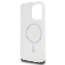 Guess IML Glitter Circle MagSafe dėklas, skirtas iPhone 16 Pro Max – skaidrus