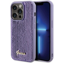 Guess Sequin Script Metalinis dėklas iPhone 15 Pro - violetinis