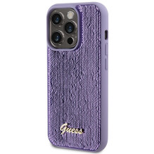 Guess Sequin Script Metalinis dėklas iPhone 15 Pro - violetinis