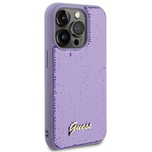 Guess Sequin Script Metalinis dėklas iPhone 15 Pro - violetinis