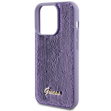 Guess Sequin Script Metalinis dėklas iPhone 15 Pro - violetinis