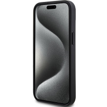 DKNY odinis mono juostinis ir metalinis logotipo dėklas, skirtas iPhone 15 Plus / 14 Plus – juodas