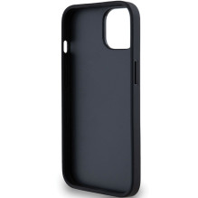 DKNY Leather Mono Stripe &amp; Metal Logo Case for iPhone 15 Plus / 14 Plus - Black