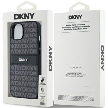 DKNY odinis mono juostinis ir metalinis logotipo dėklas, skirtas iPhone 15 Plus / 14 Plus – juodas