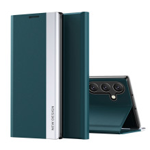 Sleep Case Pro Samsung Galaxy S25 dėklas su atverčiamu ir stovu – žalias
