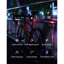 „Rockbros Q3“ galinis dviračio žibintas su „Smart Stop“ sistema – juodas „Rockbros Q3“ galinis dviračio žibintas su „Smart Stop“ sistema – juodas