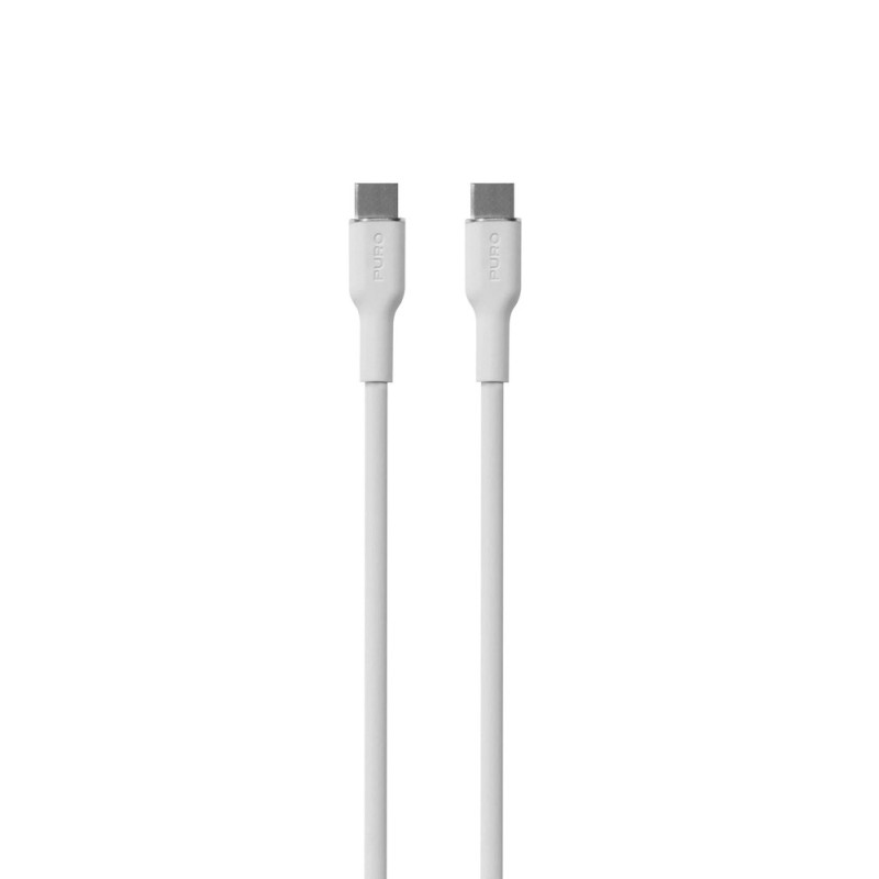 Puro Soft USB-C – USB-C 60W 1,5m silikoninis laidas – baltas
