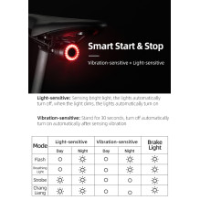 „Rockbros Q3“ galinis dviračio žibintas su „Smart Stop“ sistema – juodas „Rockbros Q3“ galinis dviračio žibintas su „Smart Stop“ sistema – juodas